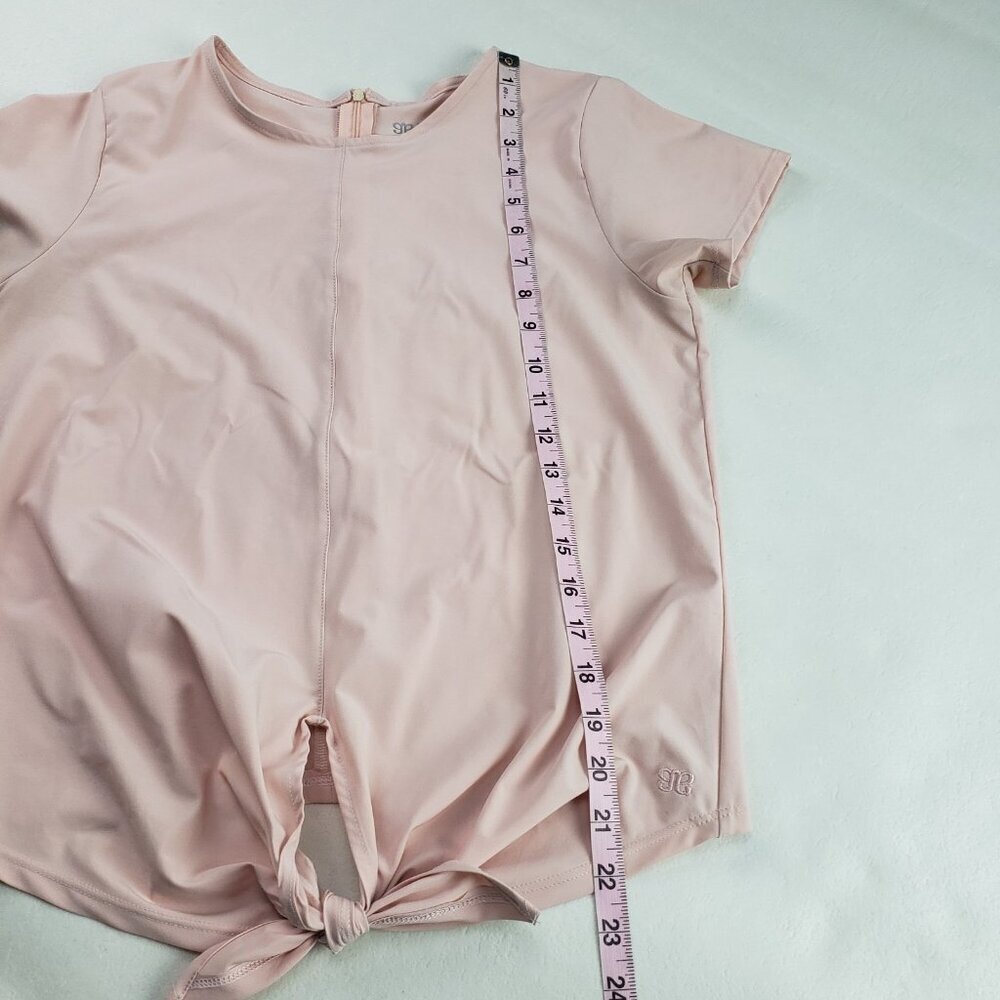 Albion Tie Front Nylon Top Womens XS Blush Pink Short Sleeve Quick Dry Shirt - Picture 9 of 10